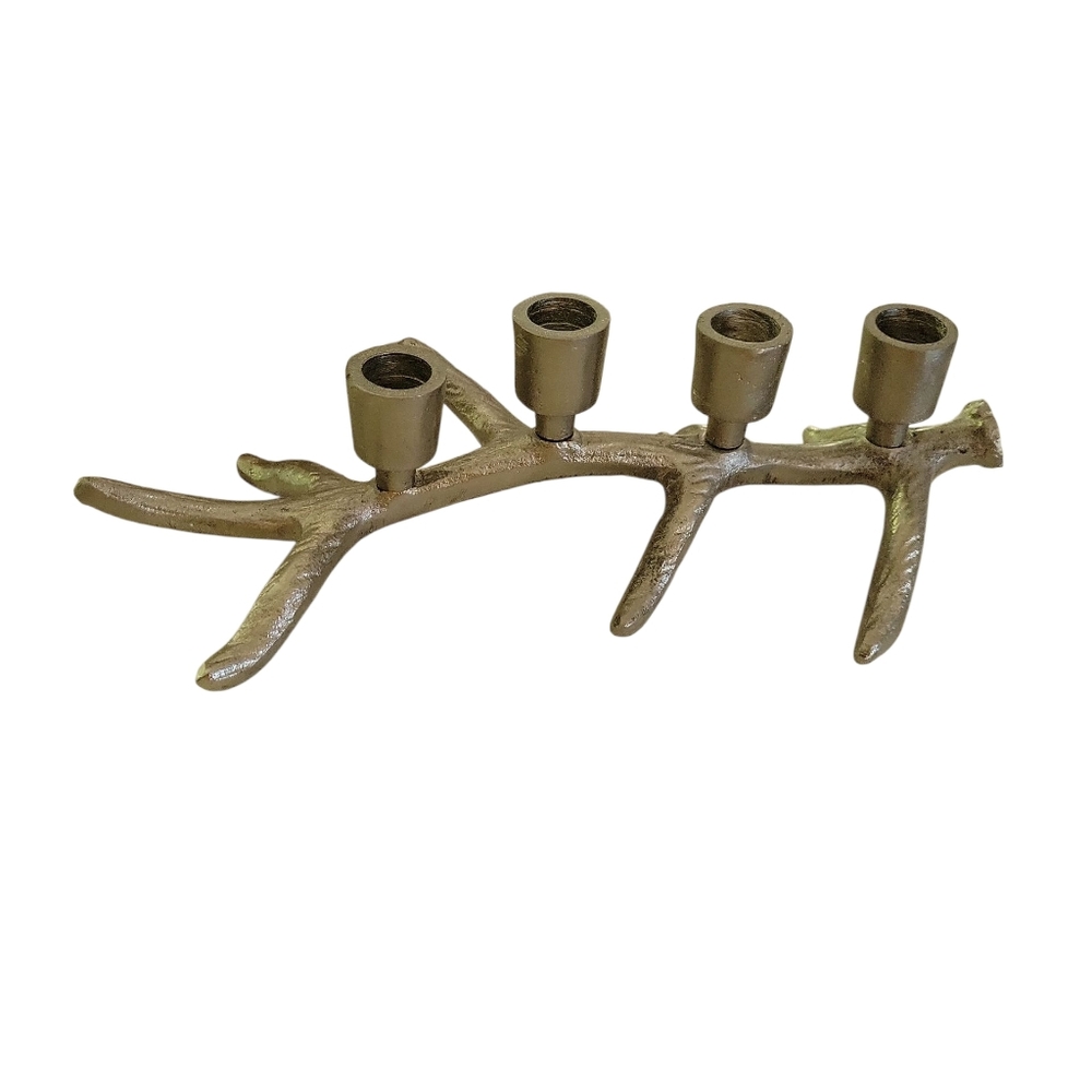 Silver Antler Candle Holder